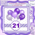 PURPLE & SILVER BIRTHDAY BALLOONS & AGES 7.5 Decoupage & Insert