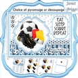 FOOTBALL LIGHT BLUE A5 Decoupage or Pyramage & Insert Card Kit
