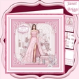 A SPECIAL EVENING PINK & BRUNETTE 7.5 Decoupage Insert Card Kit