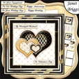 BLACK & GOLD HEARTS Various Occasions 6x6 Decoupage & Insert Card Kit