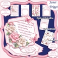 PINK & WHITE ROSES Large Easel Card Kit 7.7 All Occasions