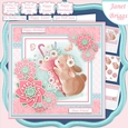 SPRING BUNNY WITH UMBRELLA 7.5 Decoupage & Insert Card Kit