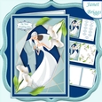 WEDDING CALLA LILIES BLUE A5 Decoupage Card Kit