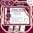 WORLDS BEST DAUGHTER Humorous A5 Certificate & Ages Card Kit