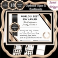 WORLDS BEST SON Humorous A5 Certificate & Ages Card Kit