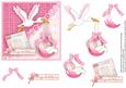 New Baby Girl & Stork Square Card & Decoupage