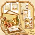 Christmas Florals Gold Envelope Easel Card Kit