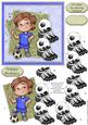 Soccer Star Topper & Decoupage Blue Strip Football Fans