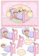 Cute Lullaby New Baby Girl Card Topper & Decoupage