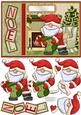 Santa Hanging Christmas Stockings Card Topper & Decoupage