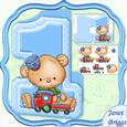 Age 1 Teddy & Train Shape Card & Decoupage Mini Kit