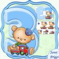 Age 3 Teddy & Train Shape Card & Decoupage Mini Kit