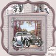 Classic Car Silver & Maroon 8x8 Mini Kit & Decoupage