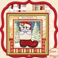 Puss in Santa Boot Christmas Card Mini Kit & Decoupage