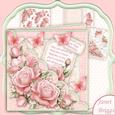 Square Scallop Pocket Pink Roses Mini Kit & Decoupage