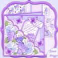 Square Scallop Pocket Purple Pansy Mini Kit & Decoupage