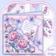 Square Scallop Pocket Delicate Roses Mini Kit & Decoupage