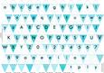 Alphabet Bunting Turquoise Letters Numbers & Blanks
