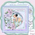 Christmas Art Deco Lady & Poinsettia Pastel 8x8 Mini Kit