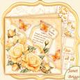 Square Scallop Pocket Golden Roses Mini Kit & Decoupage