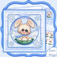 Sledging Bunny Christmas 8x8 Decoupage Mini Kit