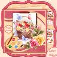 Artists Canvas Rose Basket 7.5 Decoupage Mini Kit