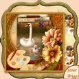 Artists Canvas Swan & Cygnet 7.5 Decoupage Mini Kit