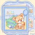 New Baby Boy Bear & Cradle 8x8 Decoupage Mini Kit