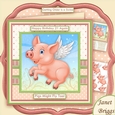 PIGS MIGHT FLY Male Version 8x8 Humorous Decoupage Mini Kit