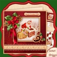 CHRISTMAS HOLLY RIBBON With SANTA 7.8 Decoupage Mini Kit