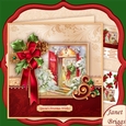 HOLLY RIBBON & CHRISTMAS DOORWAY 7.8 Decoupage Mini Kit