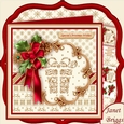 HOLLY RIBBON & Gold Gift 8x8 Christmas Decoupage Mini Kit