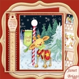 NORTH POLE DEER Christmas 7.8 Decoupage & Insert Mini Kit