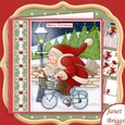 Santa on his Bike 7.5 Christmas Decoupage & Insert Kit