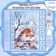 ROBIN & WATERFALL Christmas 7.5 Quick Card Kit Create Any Name Alphabet in 2 sizes