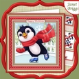 SKATING PENGUIN RED 8x8 Christmas Decoupage & Insert Mini Kit