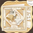 GOLD & WHITE CHRISTMAS BELLS 7.5 Decoupage & Insert Mini Kit