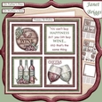 WINE HAPPINESS Humorous 7.5 Quick Card Decoupage & Insert Mini Kit