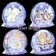 CHRISTMAS 8x8 SNOW GLOBE SHAPED ROCKER CARDS Bumper Kit set 2