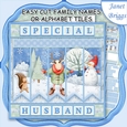 REINDEER SKATING Christmas Easy Cut Word Strips or Alphabet Tiles Word Kit