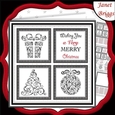 CHRISTMAS ICONS SQUARES BLACK 7.5 Quick Layer Cards & Insert Mini Kit