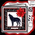 STARRY WOLF & POINSETTIA Christmas or Birthday 7.5 Quick Card
