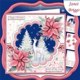 WHITE DEER & POINSETTIA 7.5 Christmas Decoupage & Insert Mini Kit
