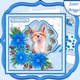 FOX & BLUE POINSETTIA 7.5 Christmas Decoupage & Insert Mini Kit