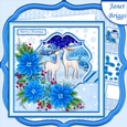 DEER & BLUE POINSETTIA 7.5 Christmas Decoupage & Insert Kit