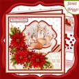 FOX FAMILY & POINSETTIA 7.5 Christmas Decoupage & Insert Kit