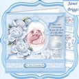 CHRISTENING BOY TOES & ROSES Blue 7.5 Decoupage & Insert Kit