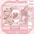 CHRISTENING GIRL TOES & ROSES Pink 7.5 Decoupage & Insert Kit