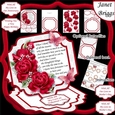 RED ROSES Large Easel Card Kit & Decoupage 7.7 All Occasions