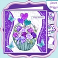 PURPLE ROSE BASKET 7.5 Decoupage & Insert Mini Kit All Occasions